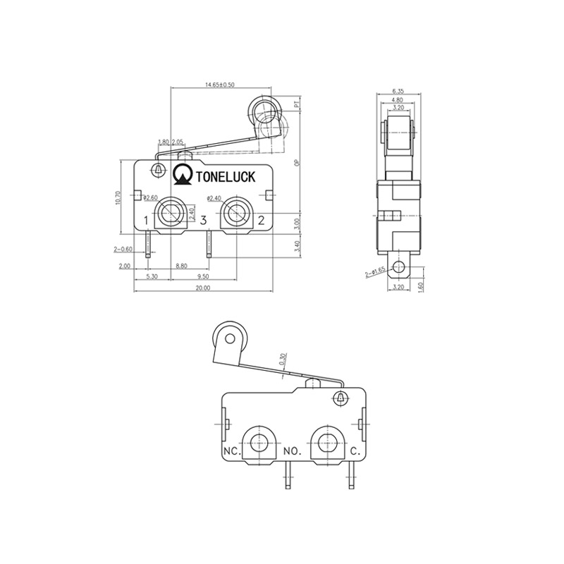 Micro Switch Roller Type SPST NO 3A 125/250VAC - TONELUCK